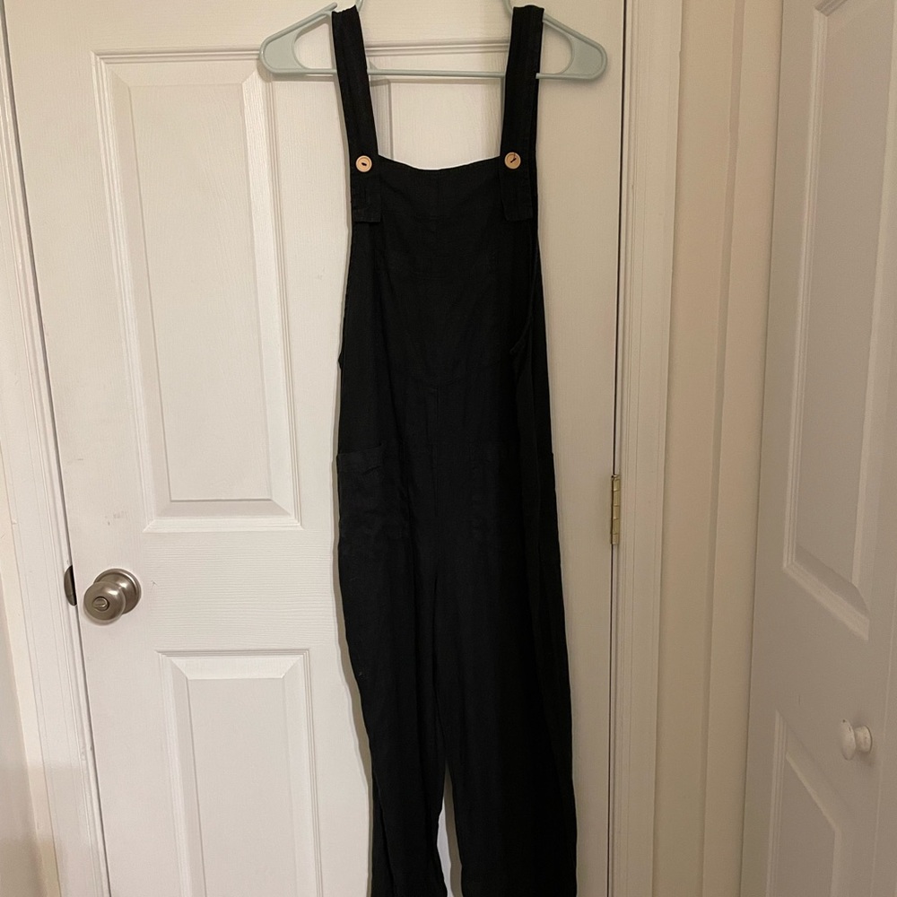 MATE the Label RARE 100% Organic Linen Overalls, Small Black